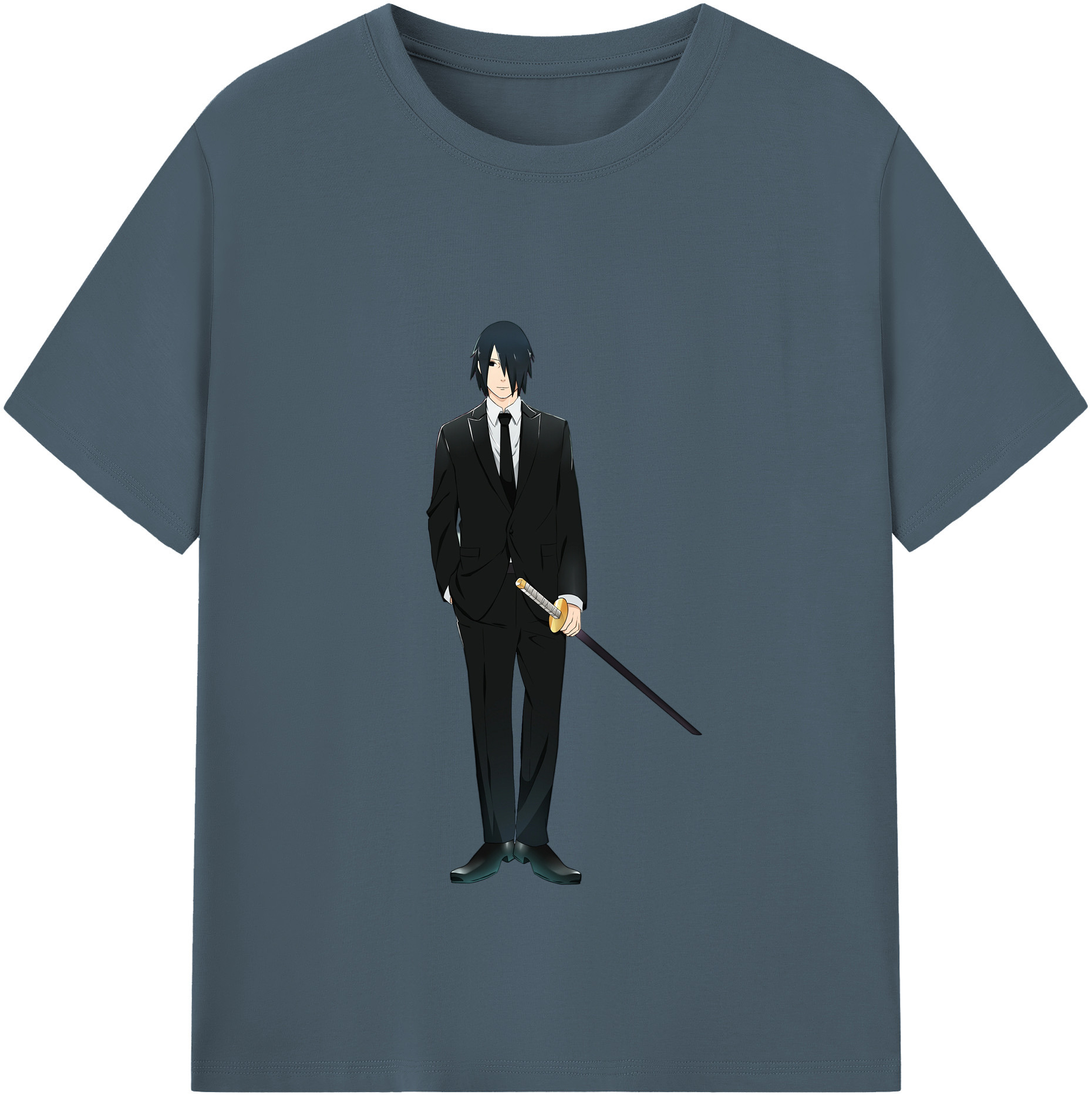 （画像用） NARUTO -ナルト- うちは サスケ Uchiha Sasuke 綿100％半袖Tシャツ（フロントプリント）